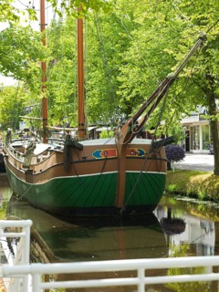 Kuff, flat-bottomed coastal cargo sailor, Margaretha von Papenburg, Main Canal, Papenburg, Emsland,