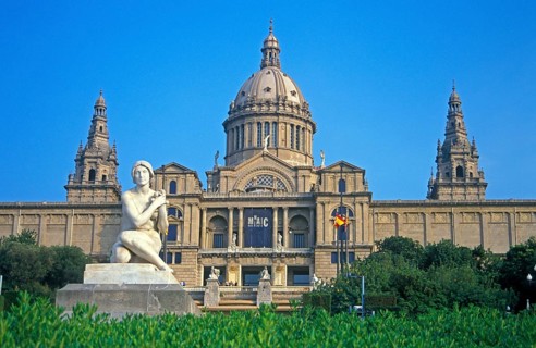 Palau Nacional, Museu d'Art de Catalunya, Barcelona, Spain, June 1999, vintage, retro, old,