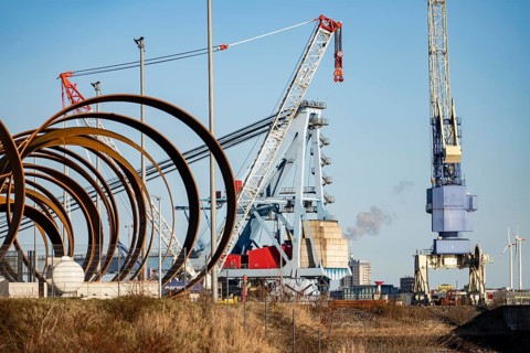 Parts for foundations for offshore wind turbines Monopiles and Single Piece Foundations, in the
