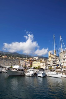 Old port with marina and church of Saint Jean-Baptiste à Bastia or church of St. John the Baptist,