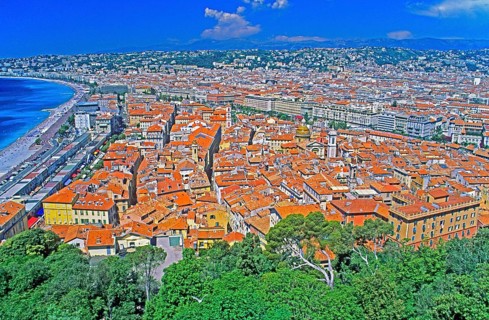 View of the rooftops of Nice, Côte d'Azur, Mediterranean, southern France, June 1999, vintage,