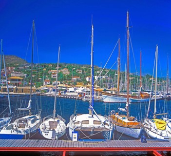 Sailboats, marina, Le Lavandou, Provence-Alpes-Côte d'Azur, Mediterranean, southern France, June