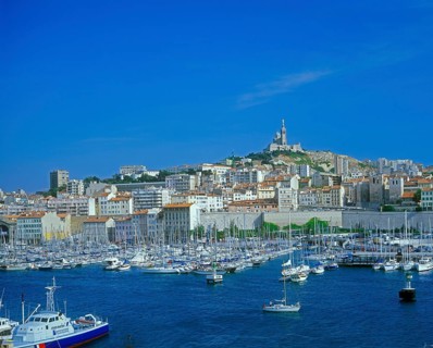 Boats, Vieux Port and Notre Dame, Marseille, southern France, June 1999, vintage, retro, old,