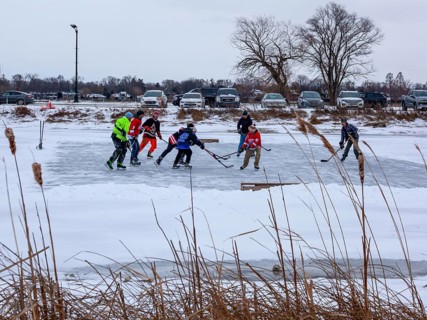 Detroit, Michigan USA - 1 January 2026 - As temperatures dropped and snow fell in the Great Lakes