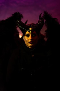 Teufelin, woman with horns, murmurs, winter, Waldburg Castle, Waldburg, Allgäu, Baden-Württemberg,