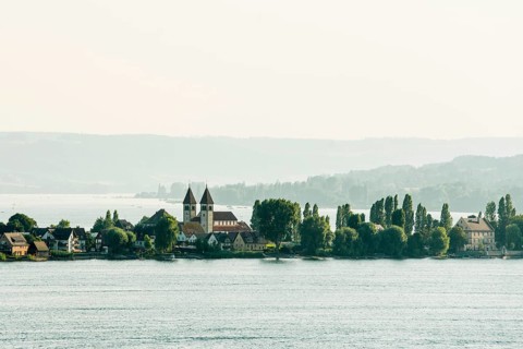 Reichenau panorama of Allensbach, UNESCO World Heritage Site, Reichenau Island, Lake Constance,