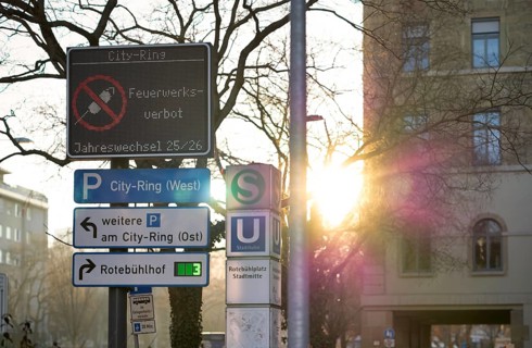 Sign, information sign, fireworks ban, fireworks ban on New Year's Eve in the city center,
