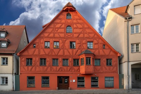 Restored historic half-timbered residential building, in the core 1680, Königstraße 17, Fürth,