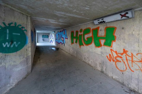 Graffiti in a railway underpass, Hohenstadt, Middle Franconia, Bavaria, Germany