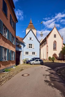 St. Martin parish church, church tower, houses, historic residential buildings, apartment
