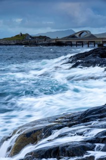 Raging water at Storseisund Bridge, Atlantic Road, Atlanterhavsveien, Karvag, Vevang, West Coast,