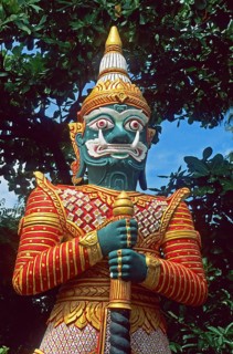 Temple guard statue at the Big Buddha statue on the island of Ko Samui, Thailand, December 2002,