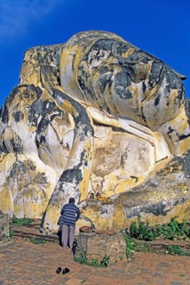 Believer, statue of the reclining Buddha, Ayutthaya, Thailand, December 2002, vintage, retro, old,