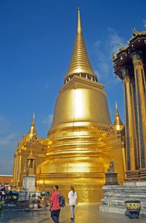 Golden chedi at Wat Phra Kaeo, Bangkok, Thailand, December 2002, vintage, retro, old, historic