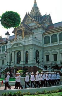 Changing of the Guard, Chakri Maha Prasat Hall, Grand Palace, Bangkok, Thailand, December 2002,
