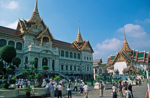 Chakri Maha Prasat Hall, Grand Palace, Bangkok, Thailand, December 2002, vintage, retro, old,