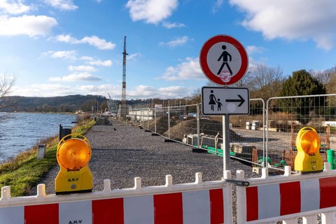 Construction site of the new regatta stand at Lake Baldeney in Essen, North Rhine-Westphalia,