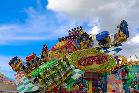 Fairground in Ulm Friedrichsau, folk festival, hustle and bustle, amusement park, amusement