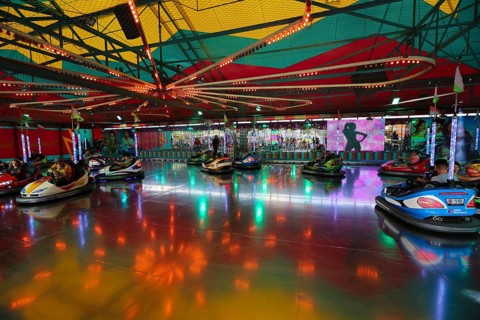 Bumper car, autodrome, bumper cars, boxing car, self-driver, fairground in Ulm Friedrichsau, public
