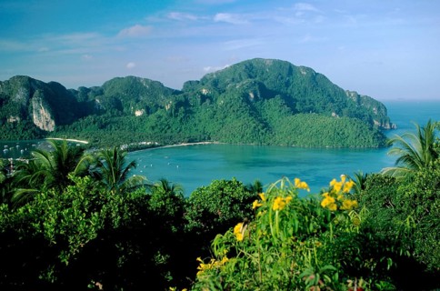 View of the island from the viewpoint one year in front of the tsunami, Ko Phi Phi Don, Thailand,