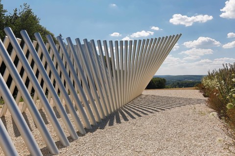 Art in public space, sculpture made of aluminum profile pipes by artist Martin Burchard, life's