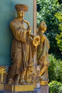 Golden sculptures as façade decoration from the Chinese House, Sanssouci Park, Potsdam
