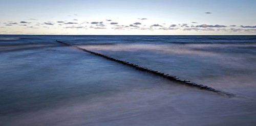 Grooves in the sea, panorama, long exposure, Zingst, Fischland-Darß-Zingst, Western Pomerania