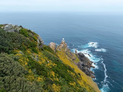 Cliffs and sea at Cape of Good Hope, Cape Point Lighthouse, Cape Peninsula, Cape Point Nature
