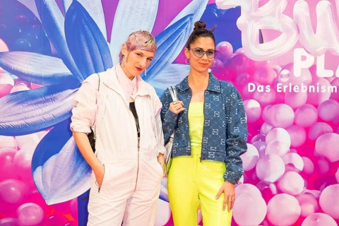 Luise Zücker and Zora Alber at the opening of Bubble Planet - The Adventure Museum for All Senses