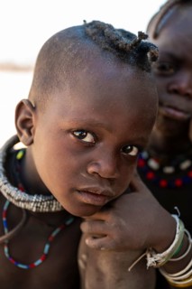 Portrait, Himba child, traditional Himba village, Kaokoveld, Kunene, Namibia