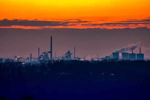 Die Hüttenwerk Krupp-Mannesmann, HKM, blast furnaces, coking plant and cooling towers gas power