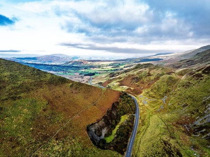 Autumn colours over Mach Loop from a drone, Minffordd, Tywyn, Wales, UK