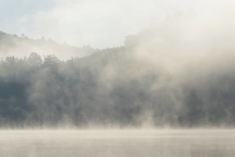 Hennesee, fog, rising clouds of fog, Hennetalsperre, Sauerland-Rothaargebirge nature park Park,