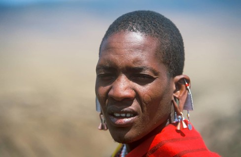 Portrait of a Maasai man, Ngorongoro Crater, Tanzania, Africa, June 2000, vintage, retro, old,