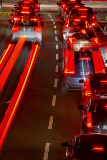 Rote Rückleuchten, Rush Hour, Rheinuferstraße, Cologne, Rhineland, North Rhine-Westphalia, Germany