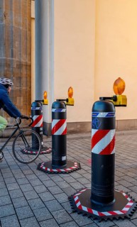 Massive bollards at Brandenburg Gate, security concept in the run-up to Christmas, Berlin, Germany