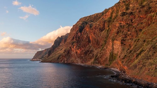 Aerial view of cliffs near Jardim do Mar, Madeira, Portugal