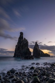Ilheus da Rib volcanic rock formation on the cliffs of Ribeira da Janela, Madeira, Portugal