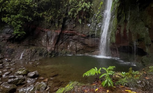 Cascata das 25 Fontes river and waterfall, 25 springs, hiking trail PR6, Levada das 25 Fontes,