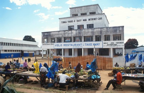 Market in the city center of Mzuzu Town, Malawi, Africa, June 2000, vintage, retro, old, historic