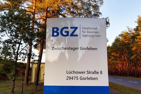 Sign, Gorleben interim storage facility, BGZ Gesellschaft für Zwischenlagerung mbH, facility for