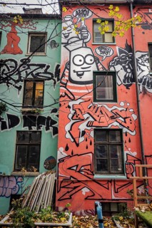 Trendy district with graffiti in the Gängeviertel, Neustadt, Hamburg