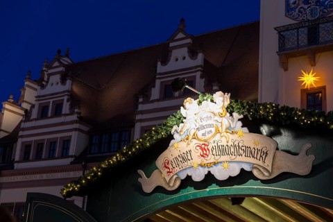 Leipzig Christmas market on the market in front of the Old Town Hall, Leipzig, Saxony, Germany
