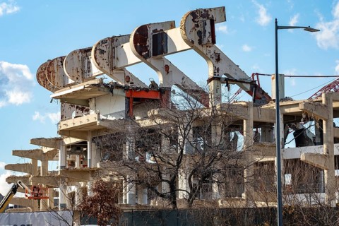 Washington, DC - Demolition of RFK Stadium. The stadium hosted baseball, football, soccer, and