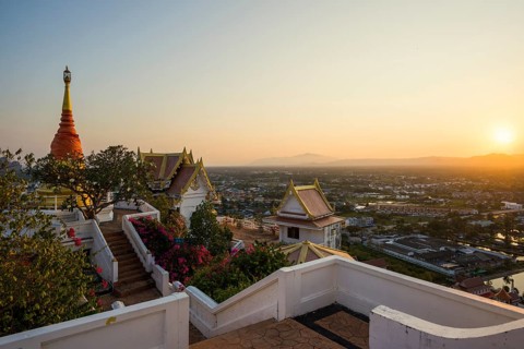 Wat Khao Chong Krachok, sunset, Prachuap Khiri Khan, Prachuap Khiri Khan Province, Central