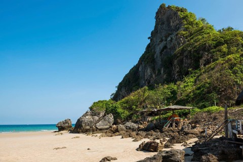 Lonely beach and mountains, Thung Yang Beach, Pak Khlong, Chumphon, Chumphon Province, Central