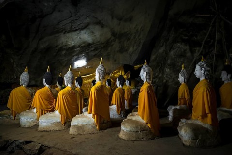 Cave with Buddha Statues, Tham Phra Non, Reclining Buddha Cave, Wat Ao Noi, Prachuap Khiri Khan,