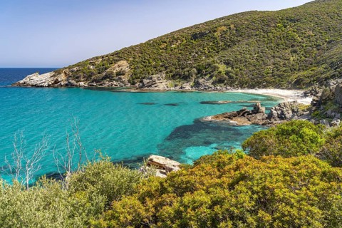 The beach of Kalamos, island of Euboea or Evia, Greece