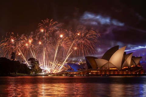 Sydney 2021 Australia Day fireworks in the harbor