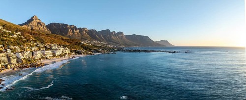 Cityscape, Aerial View, Ocean and Clifton Beach, Camps Bay, Cape Town, South Africa